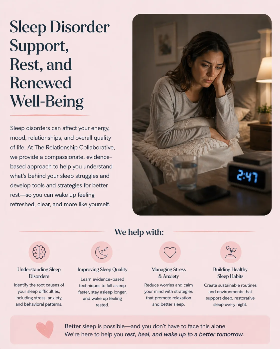 Person sleeping peacefully after completing CBT-I sleep disorder therapy at MyTherapistHub